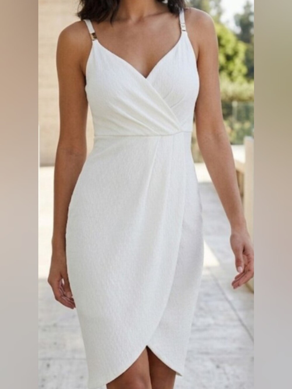 Guess White One-Shoulder Draped Bodycon Dress
